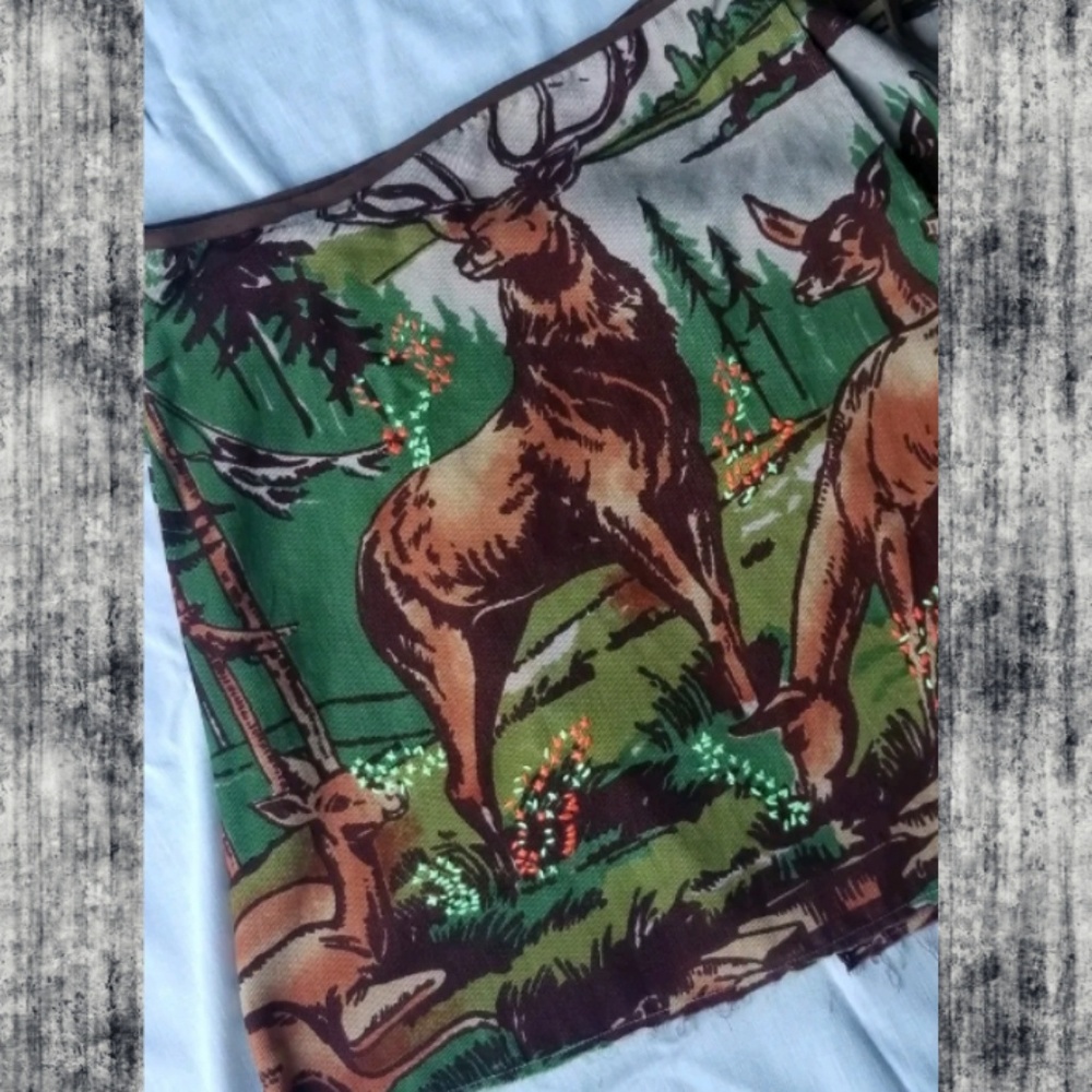 RARE HTF Free People cord Deer Forest Wrap skirt